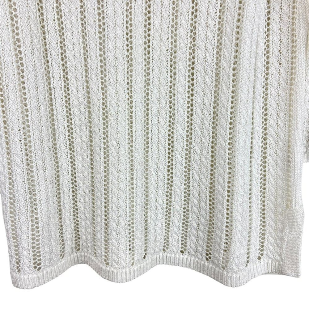Talbots White 3/4 Sleeve Sweater Boat Neck Size Medium - Picture 3 of 9